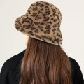 Miniatyrbillede 4 af 5: Vinter Faux Bucket Hat Leopard Print Uld Plys Bucket Hat Tyk