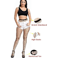 Miniatyrbild 4 av 5: 4-pack Plus Size Fisknätstrumpor, Svarta Fisknät Strumpbyxor Lårhög