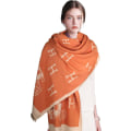 Miniatyrbilde 3 av 5: Oransje skjerf for kvinner Pashmina Silky Shawl Wrap for Evening D