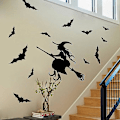 Pikkukuva 2 / 4: Halloween-noita ja pelottavat lepakot seinätarrat irrotettava vinyylitikku