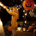 Miniatyrbillede 4 af 5: 2 stk. Træ Halloween dekoration lys, Halloween græskar lys