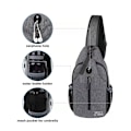 Miniatyrbillede 4 af 5: Crossbody Sling Rygsæk Sling Taske Rejse Vandreture Brysttaske Dagrygsæk (Sort)