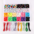 Miniatyrbillede 1 af 5: Farverige store hulperler bogstavperler 10 farver elastisk snorsæt