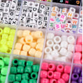 Miniatyrbillede 5 af 5: Farverige store hulperler bogstavperler 10 farver elastisk snorsæt