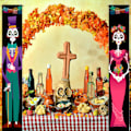 Pikkukuva 3 / 5: Halloween-juhlan kuolleiden koristetarvikkeet, oven porraslippu