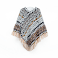 Miniatyrbild 1 av 5: Ponchos för Kvinnor, Damponchos och Sjal Winter Retro Snygg Poncho Sjal för Kvinnor - Grå