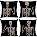Pikkukuva 1 / 5: 4 kpl Halloween-tyynyliinat Vintage Halloween Mustavalkoinen