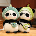 Pikkukuva 2 / 4: Halattava Panda Pehmolelu Pehmeä Plussinen Pandakarhu Leikkihahmo Ihastuttavilla Asusteilla ja Lähettilaukulla Makeana Lahjana Lapsille Syntymäpäiväksi (Auringonkukka) 40cm