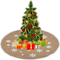 Miniatyrbild 5 av 5: Julgransmatta, 77 cm rund snöflinga jute julgransmatta för