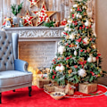Miniatyrbild 4 av 5: Röda julgransmatta rund julgransöverdrag Elf Jingle P