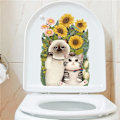 Pikkukuva 2 / 5: Auringonkukka ja kissa Super Cute Kylpyhuone WC-istuimen kansi tarrat Sti