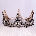 Miniatyrbilde 5 av 5: Barokk krone svart brud krystall tiara krone gotisk bryllup han