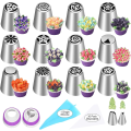 Miniatyrbillede 1 af 6: 47 dele russisk tylle sæt, 12 blomster frosting spidser, frosting T