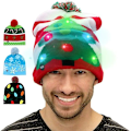 Miniatyrbild 4 av 5: LED-upplysta julhattar Xmas Santa Ugly Hat Beanies 10 Färg