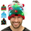 Miniatyrbilde 4 av 6: LED Lysende Julehatter Jule Nisse Stygg Lue Beanies 10 Farger
