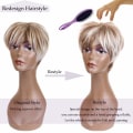 Miniatyrbillede 3 af 5: Kort blond lagdelt paryk til hvide kvinder syntetisk hår til Blac
