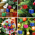 Miniatyrbild 3 av 4: 24 st små julklappsaskar i form av julgranskulor, hängande dekorationer