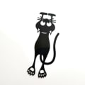 Miniatyrbillede 4 af 4: 5 magnetiske bogmærker, nysgerrig kat i sort farve, original bogm