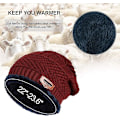 Miniatyrbillede 2 af 5: Tyk varm vinterhue til kvinder Slouchy Skully strikhue, rød