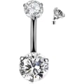 Miniatyrbillede 2 af 2: 14G Massiv Titanium CZ Navlepiercinger Mave Navlepiercinger 6mm 10mm Rou