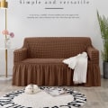 Miniatyrbilde 5 av 5: Lett og tilpasset sofaovertrekk, universell, høy strekk, slitesterk møbelbeskytter med skjørt (lærpulver), 2-4 setere 140-185cm
