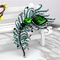 Miniatyrbild 3 av 5: 4,2 tum Statement Scarf Hattar Grön Fjäder Dekoration Brosch