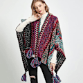 Miniatyrbillede 4 af 5: Kvinde poncho strikket sjal kappe, kvinde strikket cardigan kimono