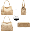 Miniatyrbillede 3 af 7: 4 stk. Kvinders Mode Læder Håndtasker Tote Bag Skuldertaske Top Håndtag Satchel Pung med Vedhæng Sæt - Guld