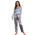Miniatyrbillede 4 af 5: Komfortable vinter todelte elastiske satin pyjamas ( M)