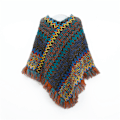 Miniatyrbild 1 av 5: Ponchos för Kvinnor, Damponchos och Sjal Winter Retro Snygg Poncho Sjal för Kvinnor - marinblå