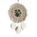 Pikkukuva 3 / 6: Boho Macrame Reunuspeili Puuhelmillä Sulka