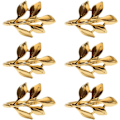 Miniatyrbillede 1 af 6: Servietringe Blad Metal Serviet Knap til Jul Thanksgiving Fester Bryllup Ornament Bord Dekoration Guld 6PCS Servietringe