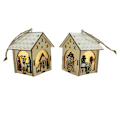 Miniatyrbillede 1 af 6: 2 stk. lysende juledekoration træhytte ny udskæring Chri