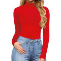 Miniatyrbilde 2 av 5: Langærmet turtleneck-topp for kvinner (rød, stor)
