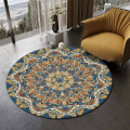 Miniatyrbild 1 av 7: Rund Area Matta Mandala Mattor för Sovrum Badrum Tvättad Halksäker Cirkel Golvmattor Chic Bohemian Heminredning Mattor - Stil 11 100*100cm