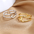 Miniatyrbild 3 av 3: Enkelbandsring Öppen Ring Justerbar Bred Band Linjeringar (Guld