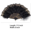 Miniatyrbillede 3 af 5: Broderet Blom Marabou Fjer Vifte, 1920'er Vintage Style Flap