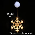 Miniatyrbillede 1 af 4: 2 stk. Julevindueslys Dekorationer, Varmt Hvidt Juletræ Snefnug Klokke Hængende LED Sucker Lampe Batteridrevet