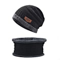 Miniatyrbillede 5 af 5: Herresæt herre strik vinterhue hat fleece tyk fleece beani