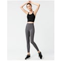 Miniatyrbillede 4 af 7: Stretch High Waist Skinny Running Athletic Pants - Mørkegrå M