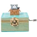 Miniatyrbild 1 av 6: Presentförpackad trä handvev mini musikbox med söt katt Gray