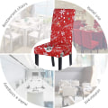 Miniatyrbild 6 av 6: Julstolsöverdrag Set om 6, Stretchiga Julmatstolsöverdrag