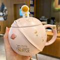 Miniatyrbillede 5 af 5: Keramiske kaffekopper med låg, astronaut rustfrit stålske, M