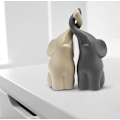 Miniatyrbilde 1 av 6: Harmonisk par av elefanter i beige og grå keramikk - Moder