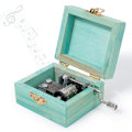 Miniatyrbild 6 av 6: Presentförpackad trä handvev mini musikbox med söt katt Gray