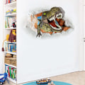 Miniatyrbild 3 av 6: 3D trasig vägg dinosaurie väggdekal sovrum vardagsrum självhäftande