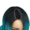Miniatyrbilde 3 av 6: Turkis Parykk Lang Bølget Side Part Parykk Varmebestandig Syntetisk H