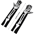 Miniatyrbild 5 av 5: 2 par skeletthandskar Dödskallehandskar Lång arm Hel fingerhandskar
