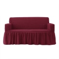 Miniatyrbilde 1 av 5: Lett og tilpasset sofaovertrekk, universell, høy strekk, slitesterk møbelbeskytter med skjørt (Burgunder), 2-4 seter 235-300cm
