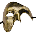 Miniatyrbillede 3 af 5: Herremaske Phantom of the Opera Masquerade Maske Halvmaske (Guld)